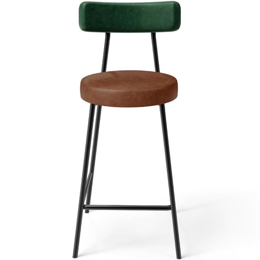 Kit 02 Banquetas Baixa Cozinha Sala Jantar Bancada Milão L02 Facto Verde Musgo Marrom - 2