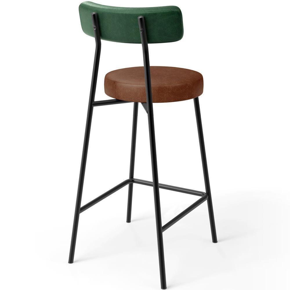 Kit 02 Banquetas Baixa Cozinha Sala Jantar Bancada Milão L02 Facto Verde Musgo Marrom - 4