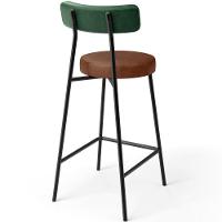 Kit 02 Banquetas Baixa Cozinha Sala Jantar Bancada Milão L02 Facto Verde Musgo Marrom