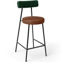 Kit 02 Banquetas Baixa Cozinha Sala Jantar Bancada Milão L02 Facto Verde Musgo Marrom - 6