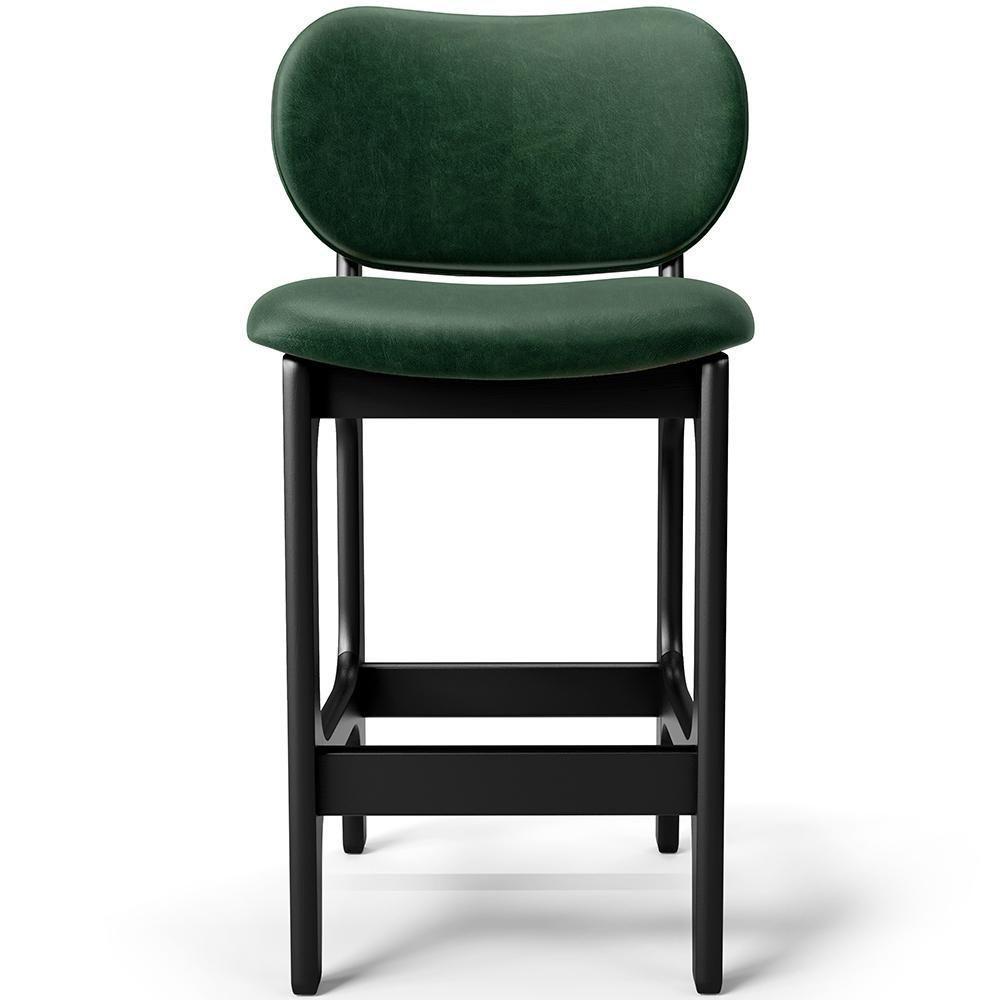 Kit 02 Banquetas Baixa Bar Cozinha E Sala De Jantar Fixa Betta Preto Facto Verde Musgo - 7