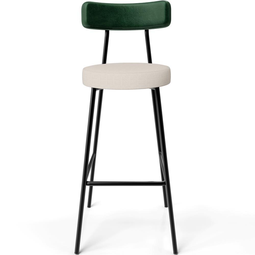 Banqueta Alta Bar Cozinha Sala De Jantar Em Aço Milão L02 Facto Verde Musgo Linho Cru - 6