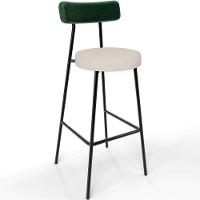 Banqueta Alta Bar Cozinha Sala De Jantar Em Aço Milão L02 Facto Verde Musgo Linho Cru - 1