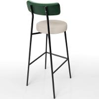 Banqueta Alta Bar Cozinha Sala De Jantar Em Aço Milão L02 Facto Verde Musgo Linho Cru