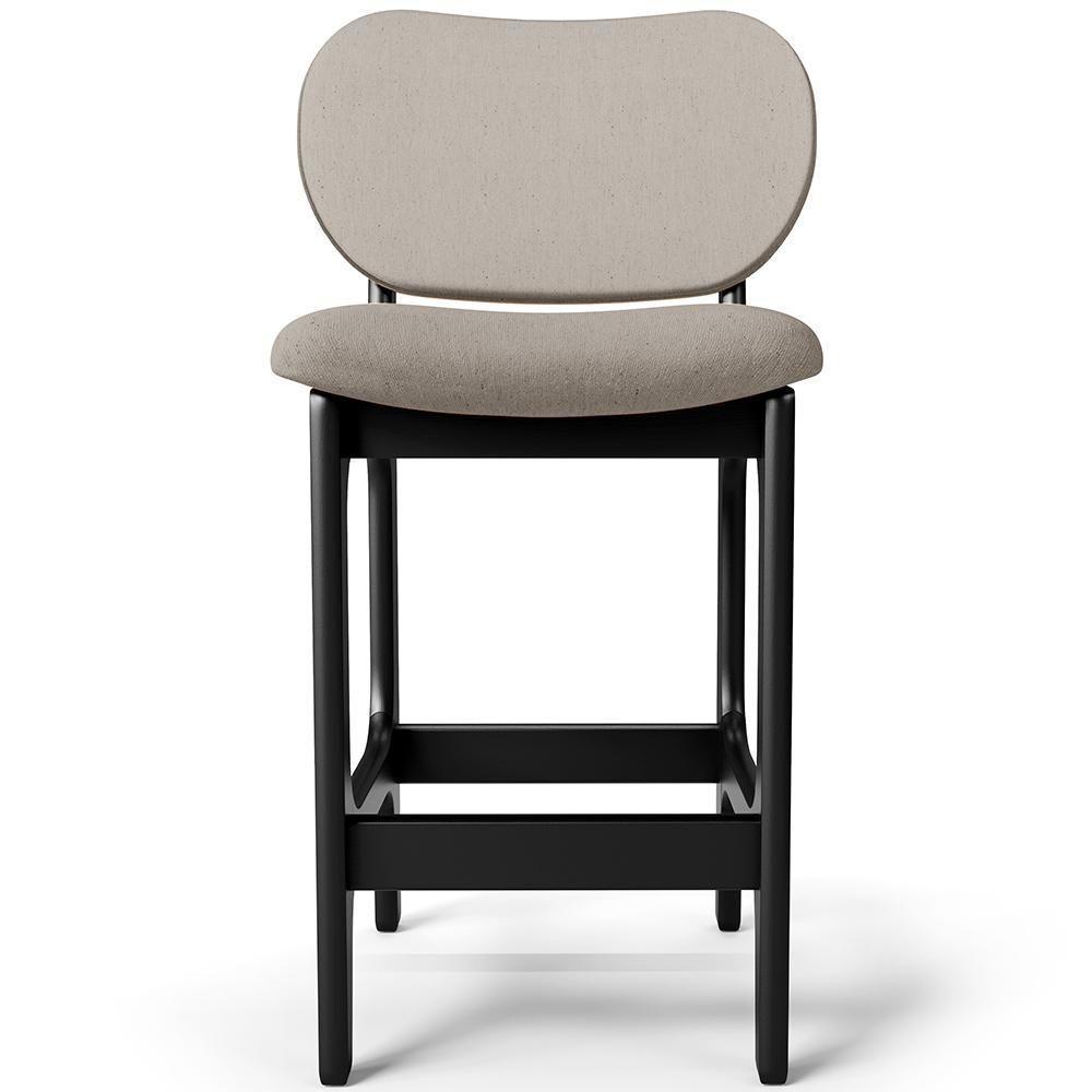 Kit 02 Banquetas Baixa Bar Cozinha E Sala De Jantar Fixa Betta L02 Preto Linho Bege - 2