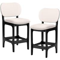 Kit 02 Banquetas Baixa Bar Cozinha E Sala De Jantar Fixa Betta L02 Preto Linho Cru - 1