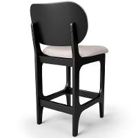 Kit 02 Banquetas Baixa Bar Cozinha E Sala De Jantar Fixa Betta L02 Preto Linho Cru - 8