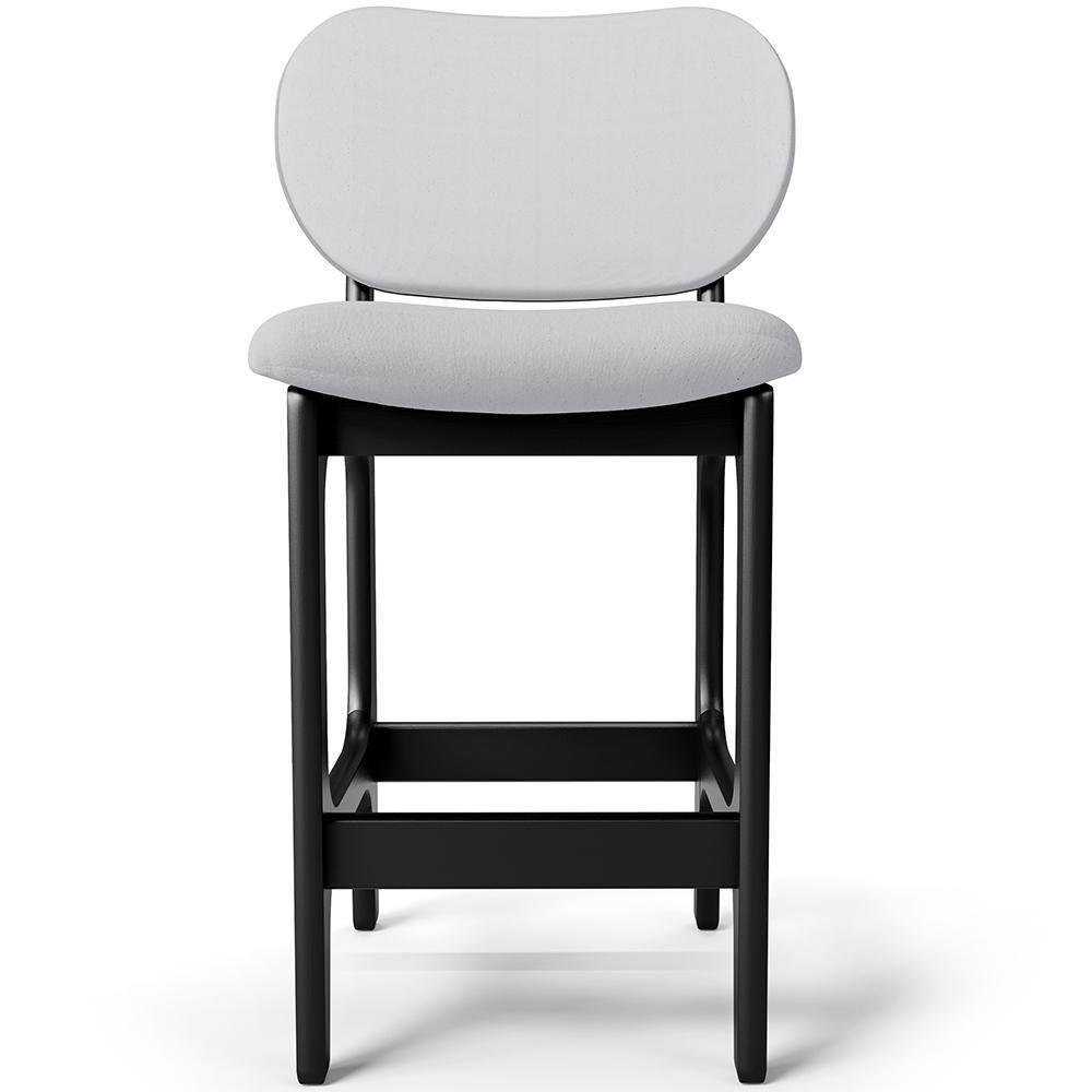 Kit 02 Banquetas Baixa Bar Cozinha E Sala De Jantar Fixa Betta L02 Preto Linho Cinza - 4