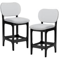 Kit 02 Banquetas Baixa Bar Cozinha E Sala De Jantar Fixa Betta L02 Preto Linho Cinza - 1