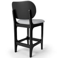 Kit 02 Banquetas Baixa Bar Cozinha E Sala De Jantar Fixa Betta L02 Preto Linho Cinza - 2