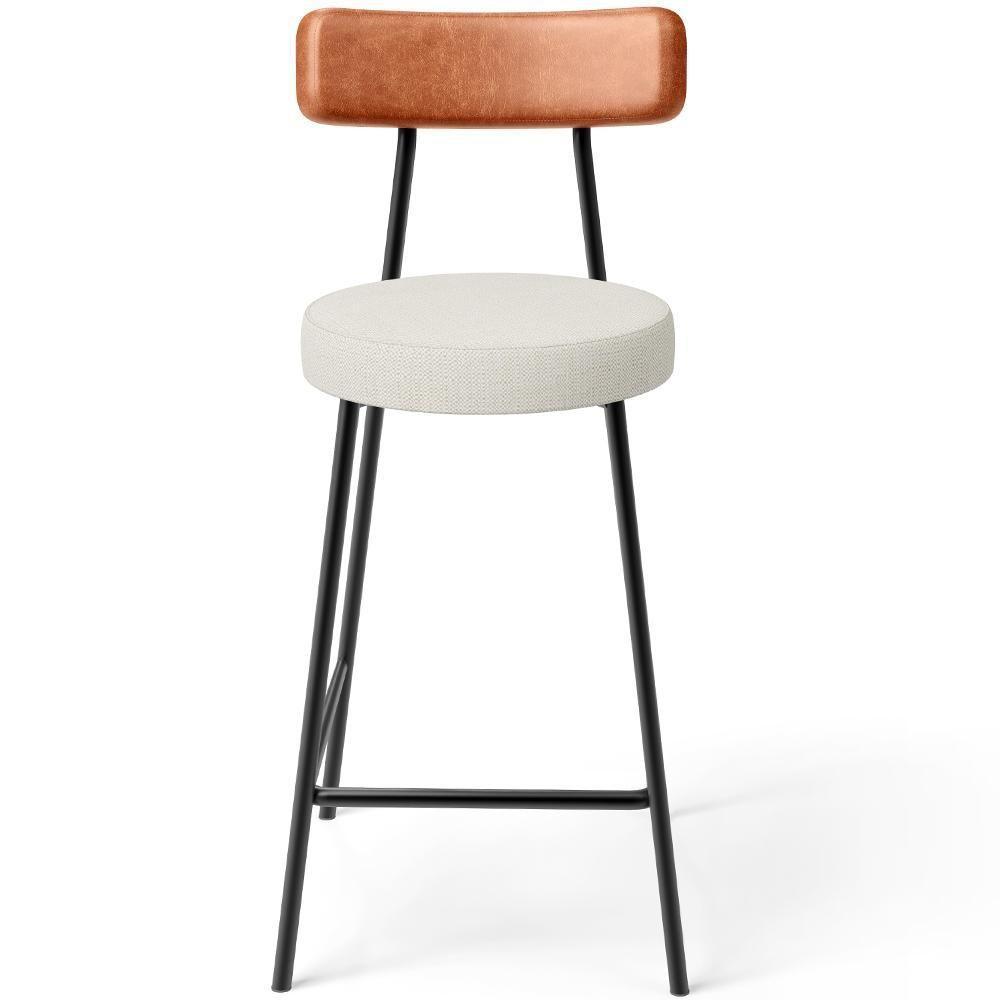 Kit 02 Banquetas Baixa Cozinha Sala Jantar Milão L02 Couríssimo Camel Linho Champagne - 3