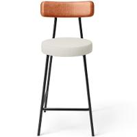 Kit 02 Banquetas Baixa Cozinha Sala Jantar Milão L02 Couríssimo Camel Linho Champagne - 3