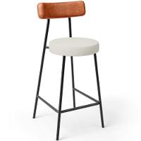 Kit 02 Banquetas Baixa Cozinha Sala Jantar Milão L02 Couríssimo Camel Linho Champagne - 5