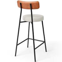 Kit 02 Banquetas Baixa Cozinha Sala Jantar Milão L02 Couríssimo Camel Linho Champagne - 8