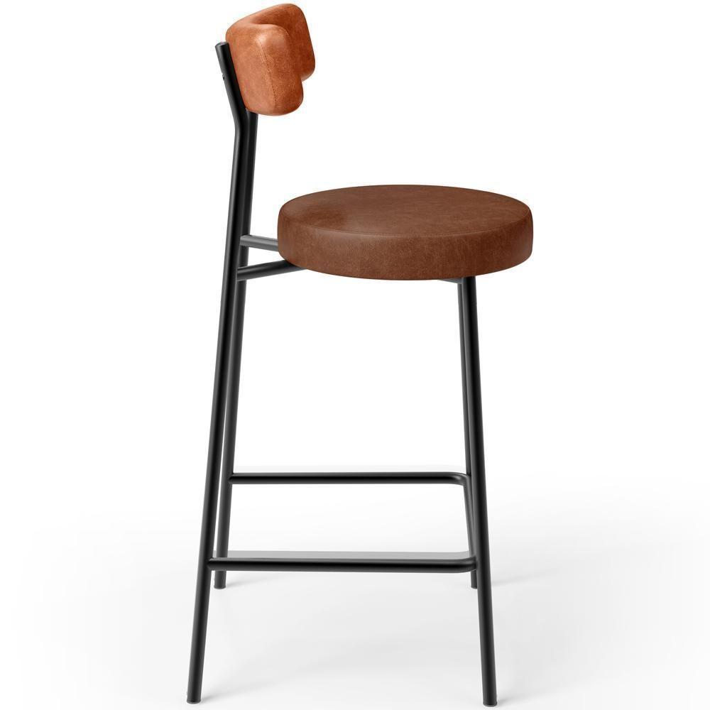 Kit 02 Banquetas Baixa Cozinha Sala Jantar Bancada Milão L02 Couríssimo Camel Marrom - 2