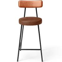 Kit 02 Banquetas Baixa Cozinha Sala Jantar Bancada Milão L02 Couríssimo Camel Marrom