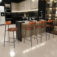 Kit 02 Banquetas Baixa Cozinha Sala Jantar Bancada Milão L02 Couríssimo Camel Marrom - 7