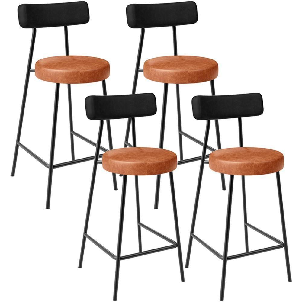 Kit 04 Banquetas Baixa Cozinha Sala Jantar Bancada Milão L02 Couríssimo Preto Camel - 1