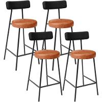 Kit 04 Banquetas Baixa Cozinha Sala Jantar Bancada Milão L02 Couríssimo Preto Camel - 1