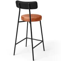 Kit 04 Banquetas Baixa Cozinha Sala Jantar Bancada Milão L02 Couríssimo Preto Camel - 6