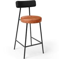 Kit 04 Banquetas Baixa Cozinha Sala Jantar Bancada Milão L02 Couríssimo Preto Camel - 8