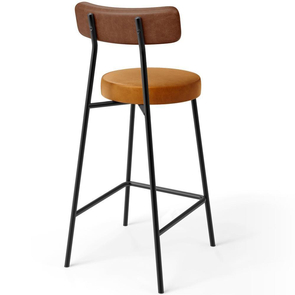 Kit 04 Banquetas Baixa Cozinha Sala Jantar Bancada Milão L02 Couríssimo Marrom Whisky - 6