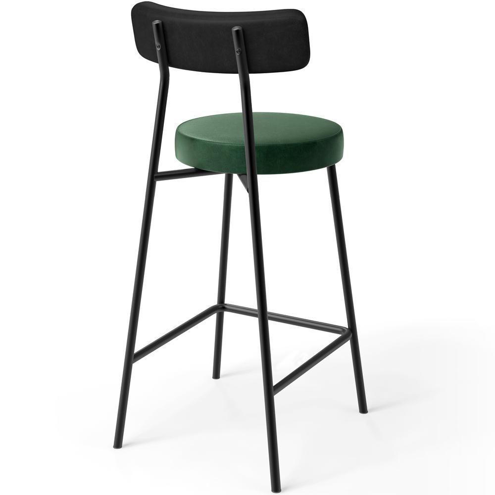 Kit 02 Banquetas Baixa Cozinha Sala Jantar Bancada Milão L02 Couríssimo Preto Verde - 5