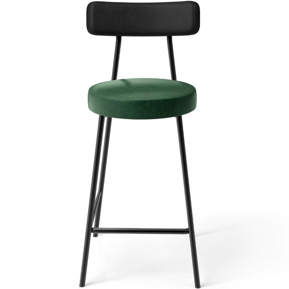 Kit 02 Banquetas Baixa Cozinha Sala Jantar Bancada Milão L02 Couríssimo Preto Verde - 7