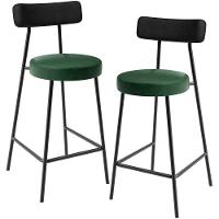 Kit 02 Banquetas Baixa Cozinha Sala Jantar Bancada Milão L02 Couríssimo Preto Verde - 1