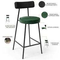 Kit 02 Banquetas Baixa Cozinha Sala Jantar Bancada Milão L02 Couríssimo Preto Verde - 8