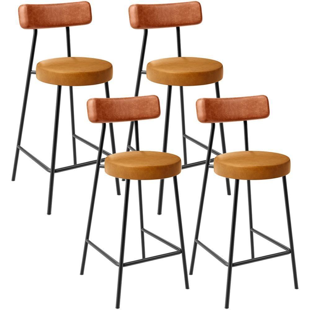 Kit 04 Banquetas Baixa Cozinha Sala Jantar Bancada Milão L02 Couríssimo Camel Whisky - 1