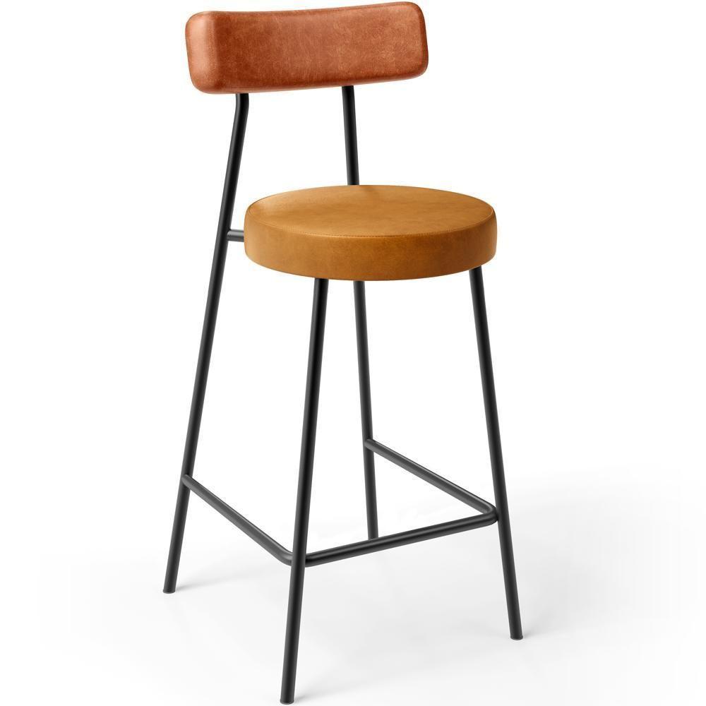 Kit 04 Banquetas Baixa Cozinha Sala Jantar Bancada Milão L02 Couríssimo Camel Whisky - 6