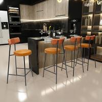 Kit 04 Banquetas Baixa Cozinha Sala Jantar Bancada Milão L02 Couríssimo Camel Whisky - 7