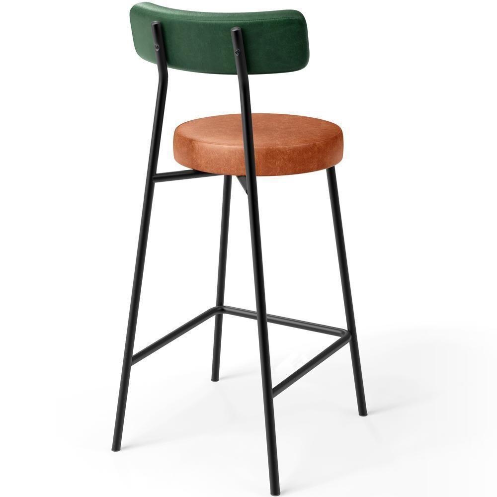 Kit 02 Banquetas Baixa Cozinha Sala Jantar Bancada Milão L02 Facto Verde Musgo Camel - 4