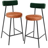 Kit 02 Banquetas Baixa Cozinha Sala Jantar Bancada Milão L02 Facto Verde Musgo Camel - 1