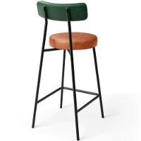 Kit 02 Banquetas Baixa Cozinha Sala Jantar Bancada Milão L02 Facto Verde Musgo Camel