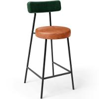 Kit 02 Banquetas Baixa Cozinha Sala Jantar Bancada Milão L02 Facto Verde Musgo Camel - 6