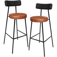 Kit 02 Banquetas Alta Bar Cozinha Sala De Jantar Milão L02 Couríssimo Preto Camel - 1