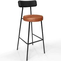 Kit 02 Banquetas Alta Bar Cozinha Sala De Jantar Milão L02 Couríssimo Preto Camel