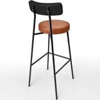 Kit 02 Banquetas Alta Bar Cozinha Sala De Jantar Milão L02 Couríssimo Preto Camel - 5