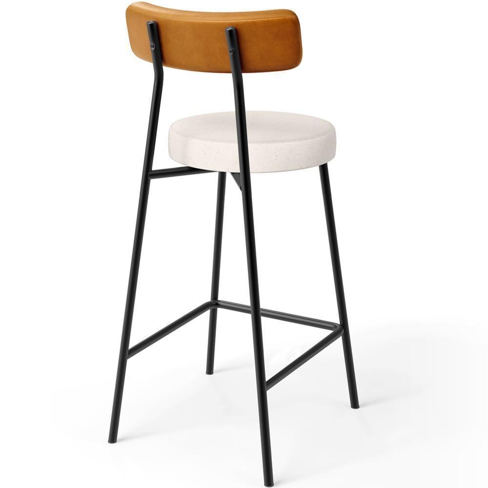 Kit 02 Banquetas Baixa Cozinha Sala Jantar Bancada Milão L02 Couríssimo Whisky Linho Cru - 8