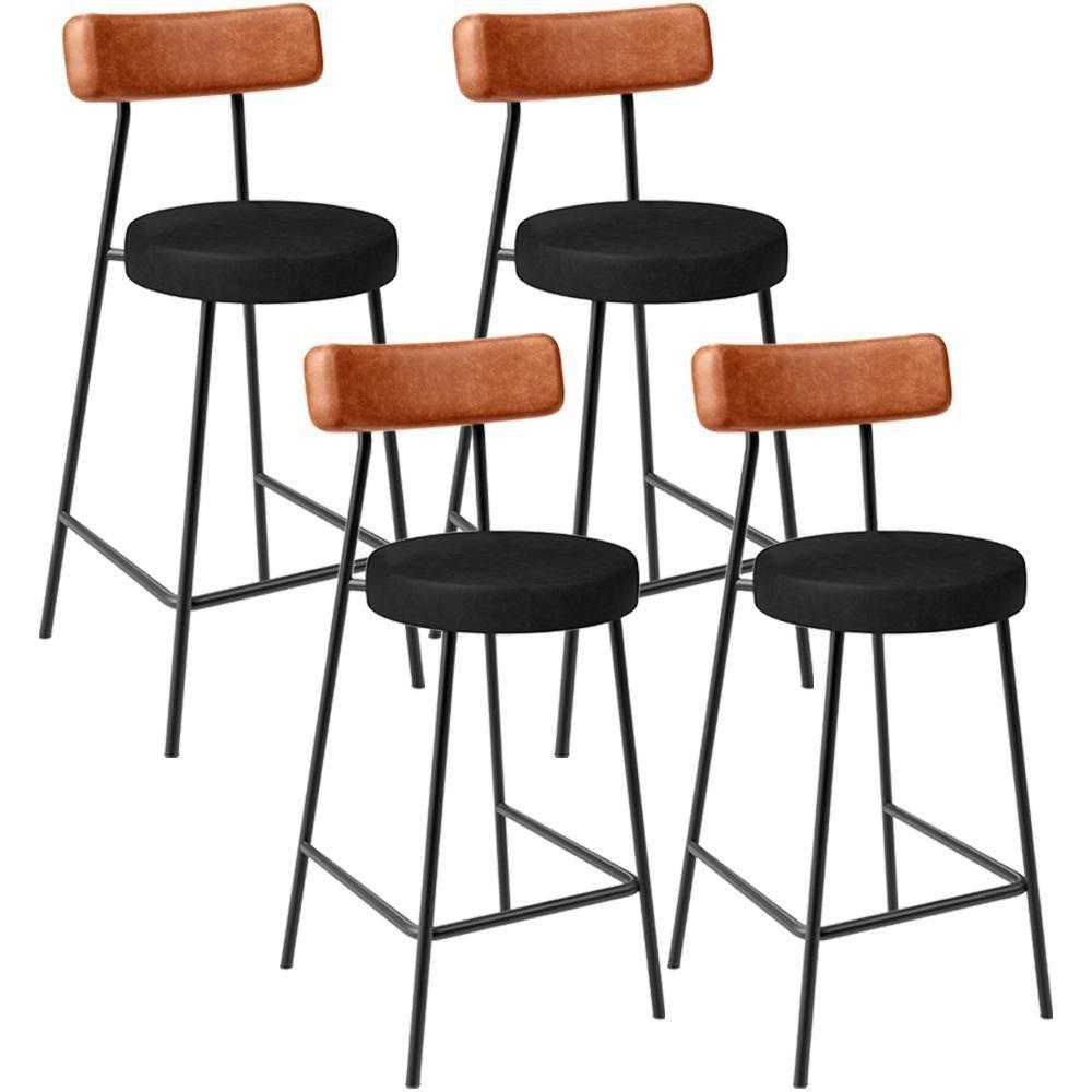 Kit 04 Banquetas Baixa Cozinha Sala Jantar Bancada Milão L02 Couríssimo Camel Preto - 1