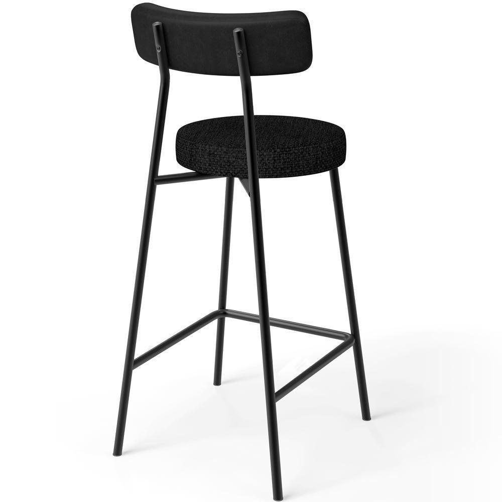 Kit 04 Banquetas Baixa Cozinha Sala Jantar Bancada Milão L02 Couríssimo Preto Linho Chumbo - 7