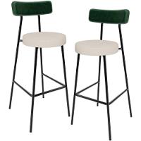 Kit 02 Banquetas Alta Bar Cozinha Sala De Jantar Milão L02 Facto Verde Musgo Linho Cru - 1