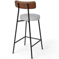 Kit 02 Banquetas Baixa Cozinha Sala De Jantar Milão L02 Couríssimo Marrom Linho Cinza - 7