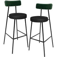 Kit 02 Banquetas Alta Bar Cozinha Sala De Jantar Milão L02 Facto Verde Couríssimo Preto - 1