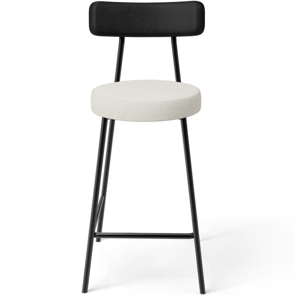 Kit 04 Banquetas Baixa Cozinha Sala Jantar Milão L02 Couríssimo Preto Linho Champagne - 2