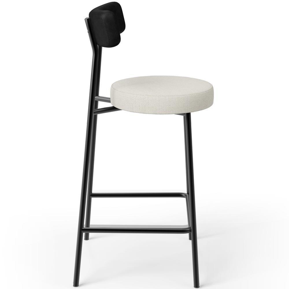 Kit 04 Banquetas Baixa Cozinha Sala Jantar Milão L02 Couríssimo Preto Linho Champagne - 3