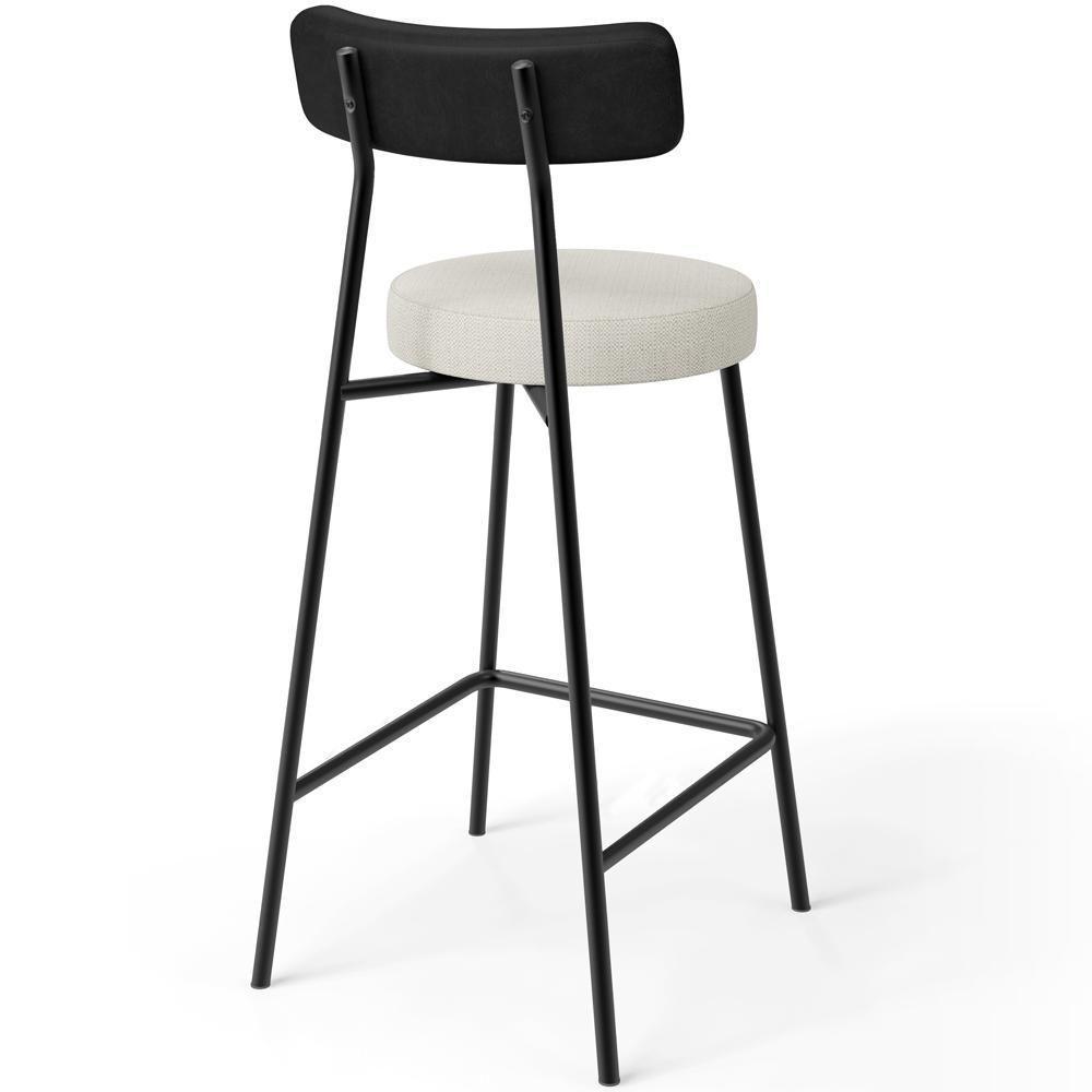 Kit 04 Banquetas Baixa Cozinha Sala Jantar Milão L02 Couríssimo Preto Linho Champagne - 8