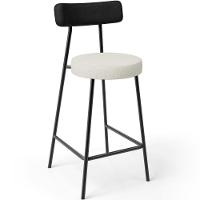 Kit 04 Banquetas Baixa Cozinha Sala Jantar Milão L02 Couríssimo Preto Linho Champagne